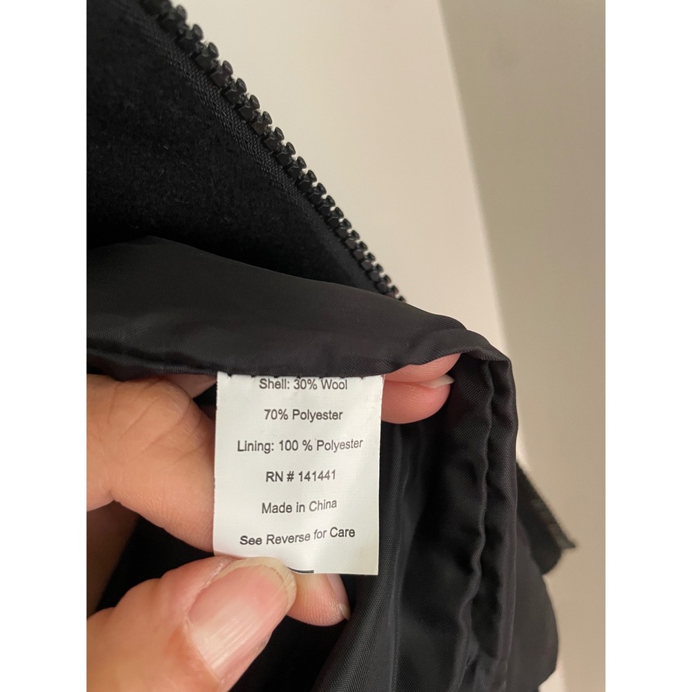 Alpine Swiss Men L Black Wool Blend Jacket‎ Full Zip Collared Coat Classic Clean - Picture 7 of 12